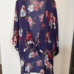 ANDREE BY UNIT Purple Floral Kimono Cardigan